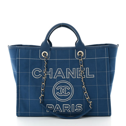 Chanel Cotton Medium Deauville Tote Blue White 3 of 12