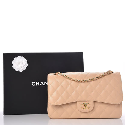 Chanel Caviar Quilted Jumbo Double Flap Beige Clair 9 of 9