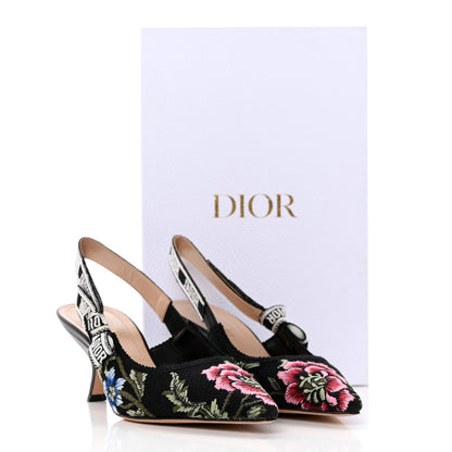 Christian Dior Ribbon Petites Fleurs Embroidered J'Adior Slingback Pumps 36.5 Black 13 of 13