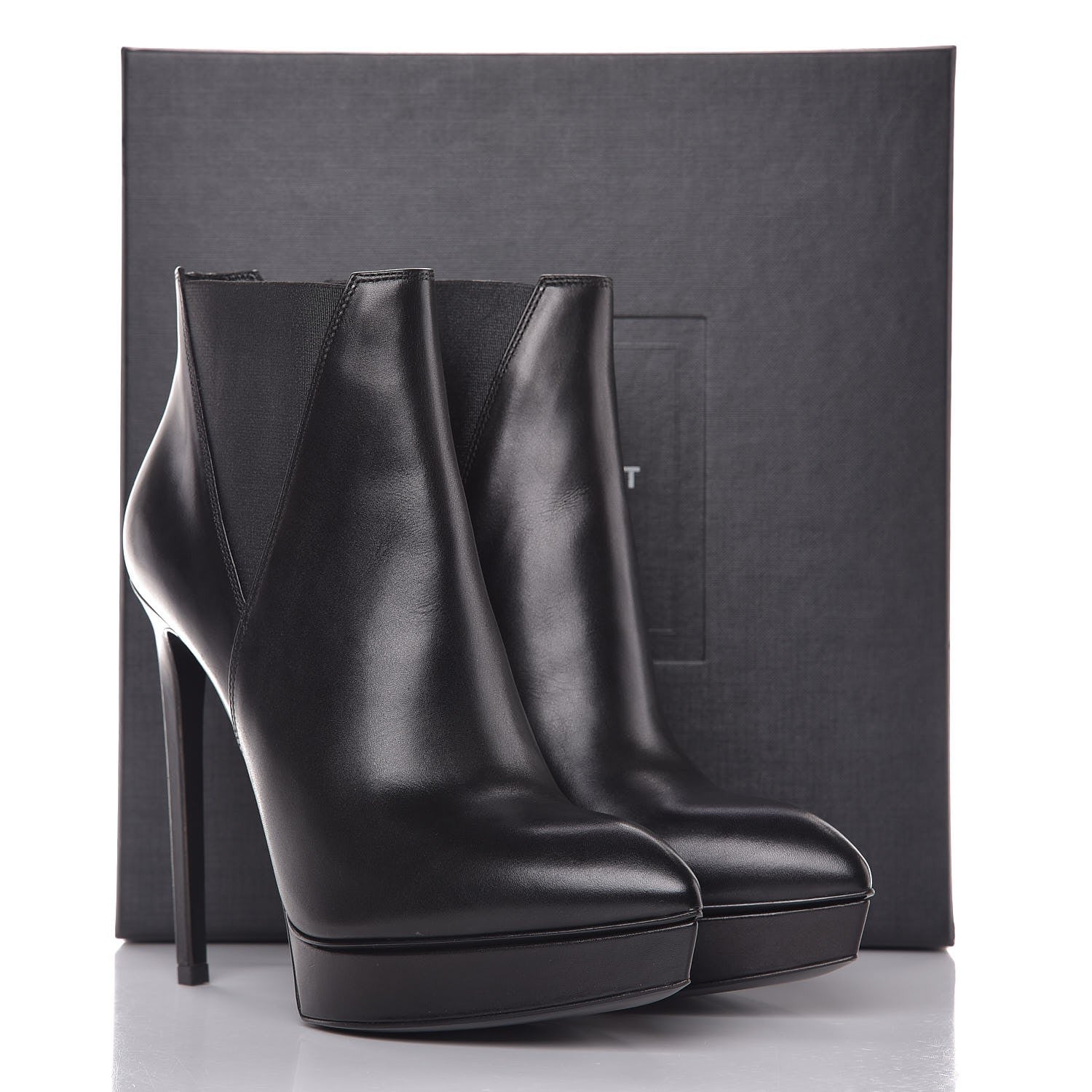 Saint Laurent Calfskin Janis 105 Ankle Boots 39.5 Black 9 of 9