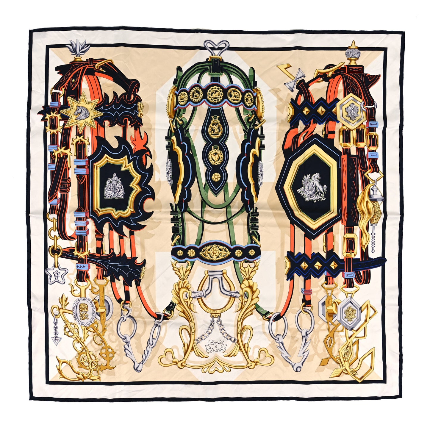 Silk Brides Et Destin Scarf 90 White Marine Multicolor