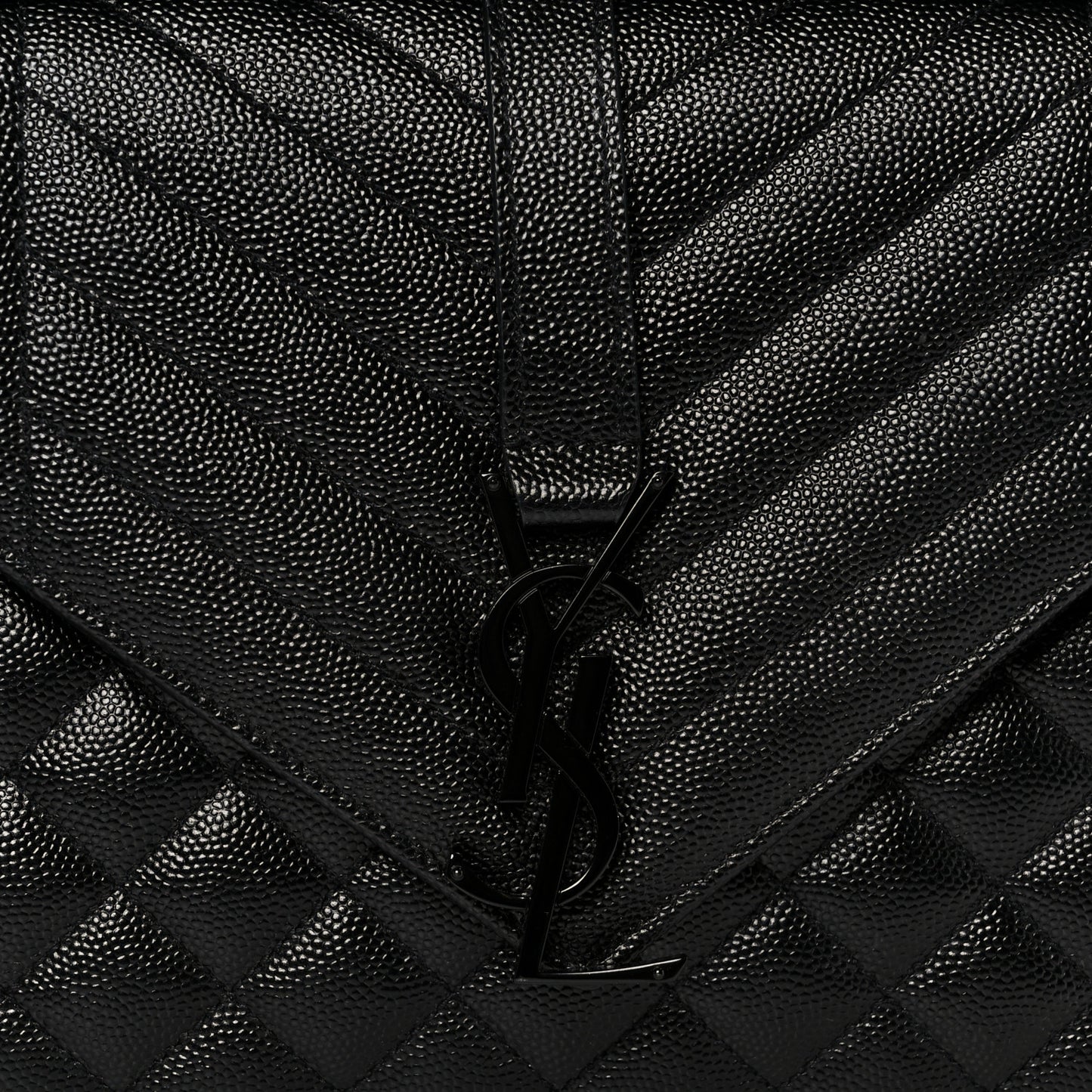 Grain De Poudre Textured Mixed Matelasse Triquilt Medium Monogram Monochrome Satchel Black