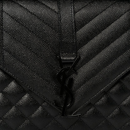 Saint Laurent Grain De Poudre Textured Mixed Matelasse Triquilt Medium Monogram Monochrome Satchel Black 9 of 11
