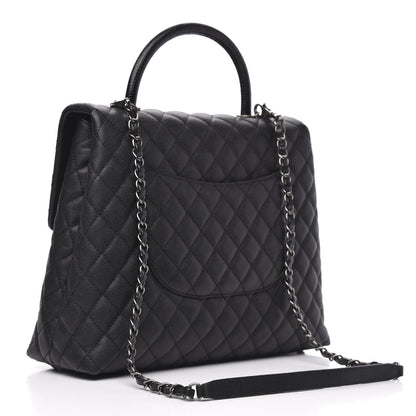 Chanel Caviar Lizard Quilted Large Coco Handle Flap Black 3 of 11