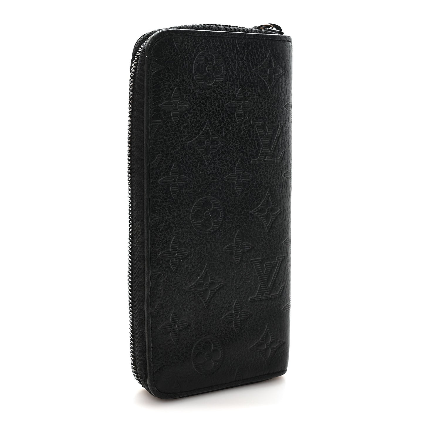 Calfskin Monogram Shadow Vertical Zippy Wallet Black