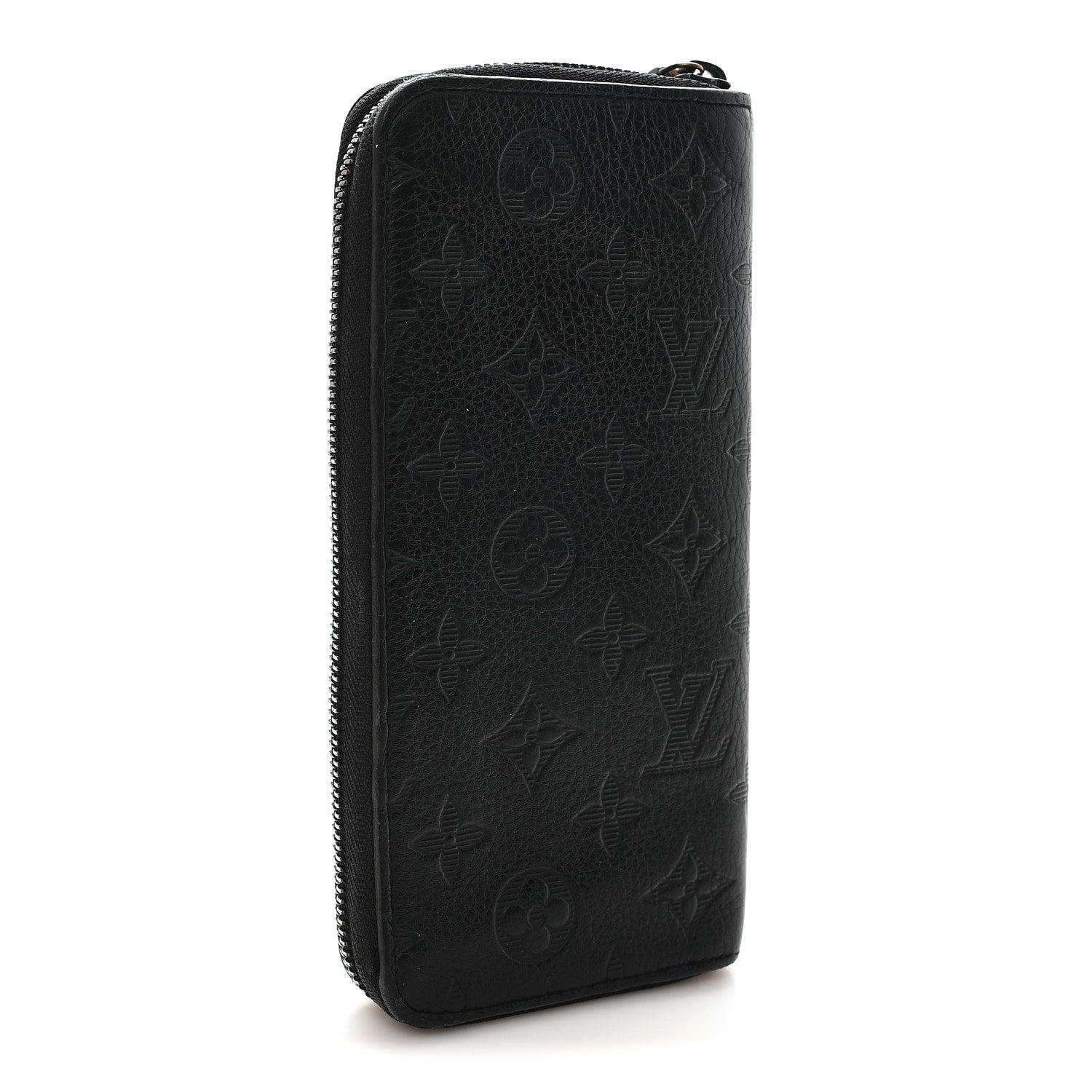 Louis Vuitton Calfskin Monogram Shadow Vertical Zippy Wallet Black 3 of 8