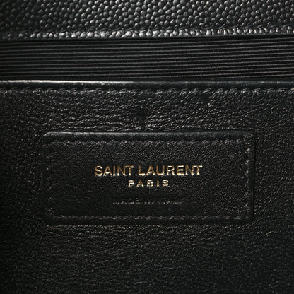 Saint Laurent Grain De Poudre Textured Mixed Matelasse Triquilt Medium Monogram Satchel Black 6 of 9