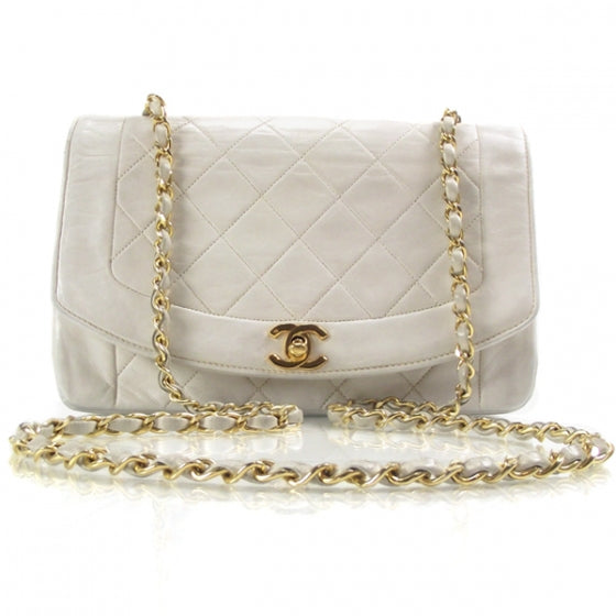 Vintage Lambskin Medium Flap Bag White