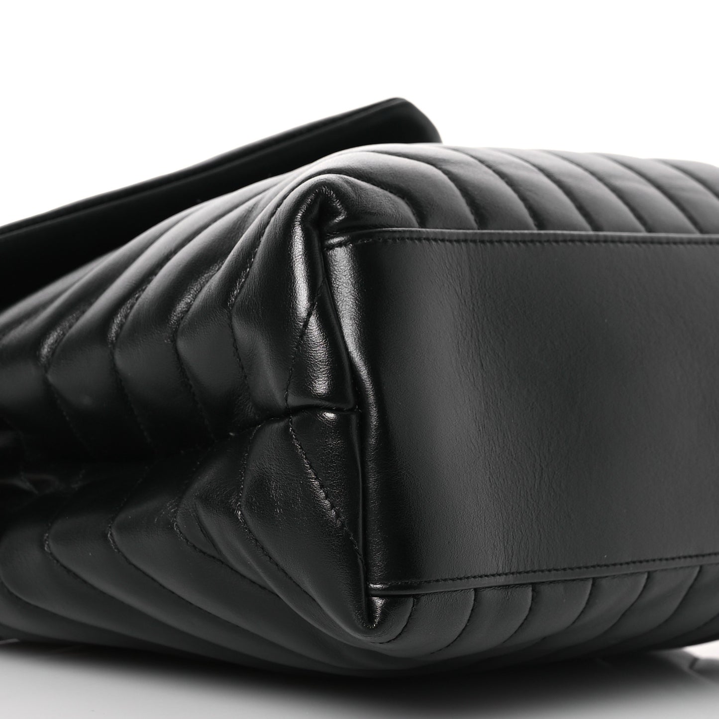 Calfskin Y Quilted Monogram Medium Loulou Chain Satchel Black