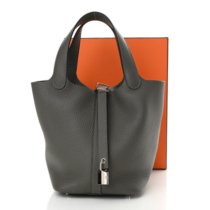Hermes Taurillon Clemence Picotin Lock 18 PM Gris Meyer 13 of 13
