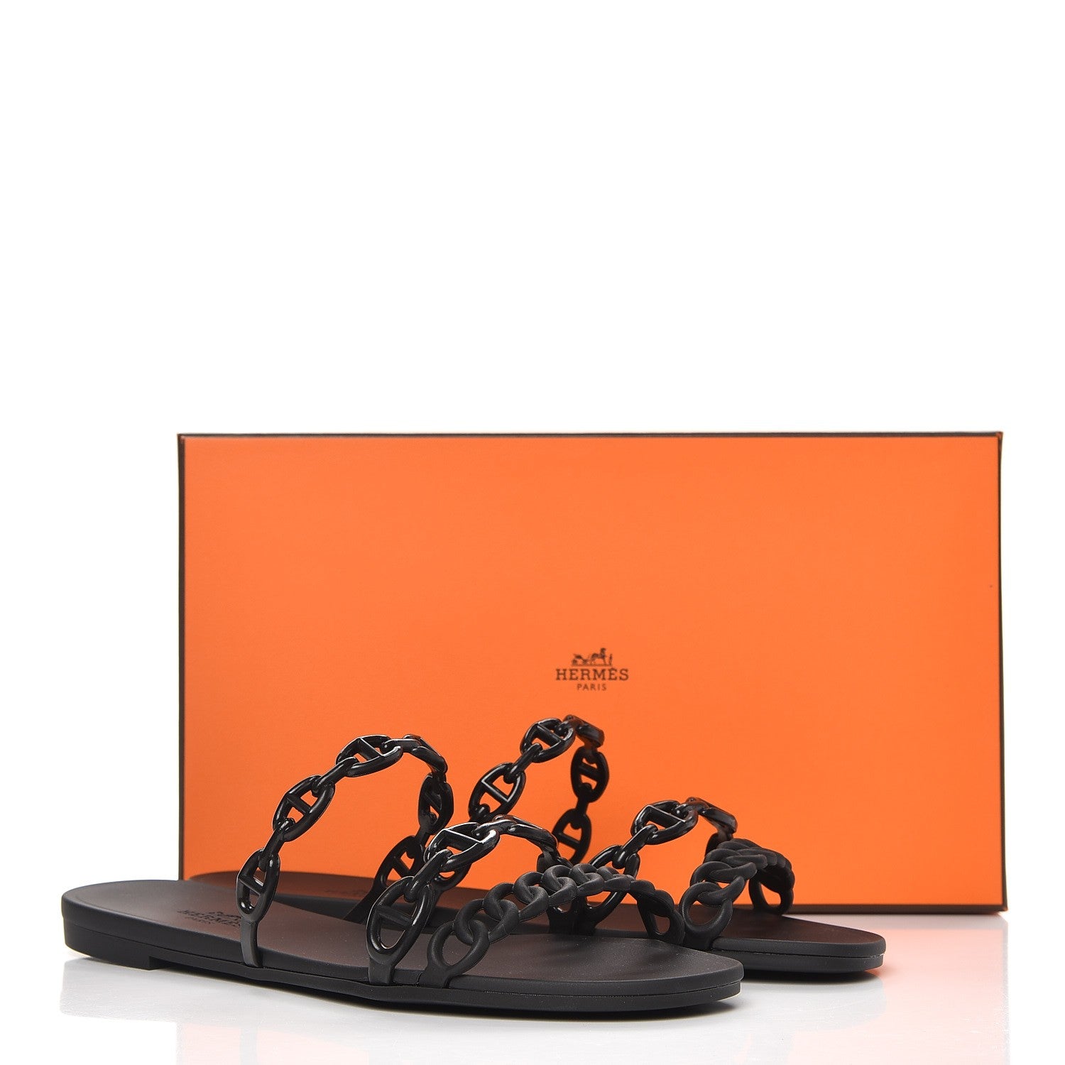 Hermes Rubber Chaine d'Ancre Rivage Sandals 37 Black 8 of 8