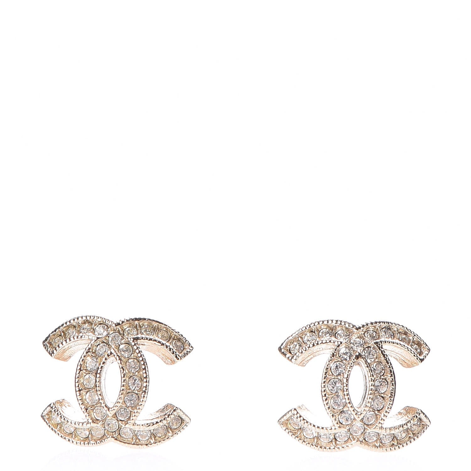 Chanel Crystal CC Earrings Gold 1 of 6