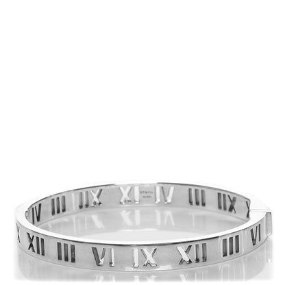 Tiffany Sterling Silver Atlas Pierced Hinged Bangle Bracelet 1 of 5