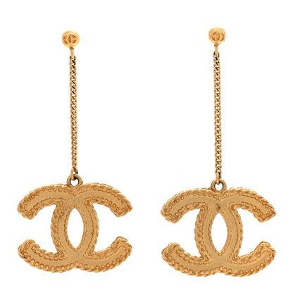 Chanel CC Drop Earrings Matte Gold 1 of 5