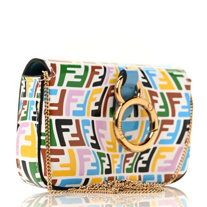 Fendi X SARAH COLEMAN Vitello Liberty Ceylon Micro FF Fish Eye Embossed Nano Baguette Charm Multicolor Cyber Blue 2 of 7