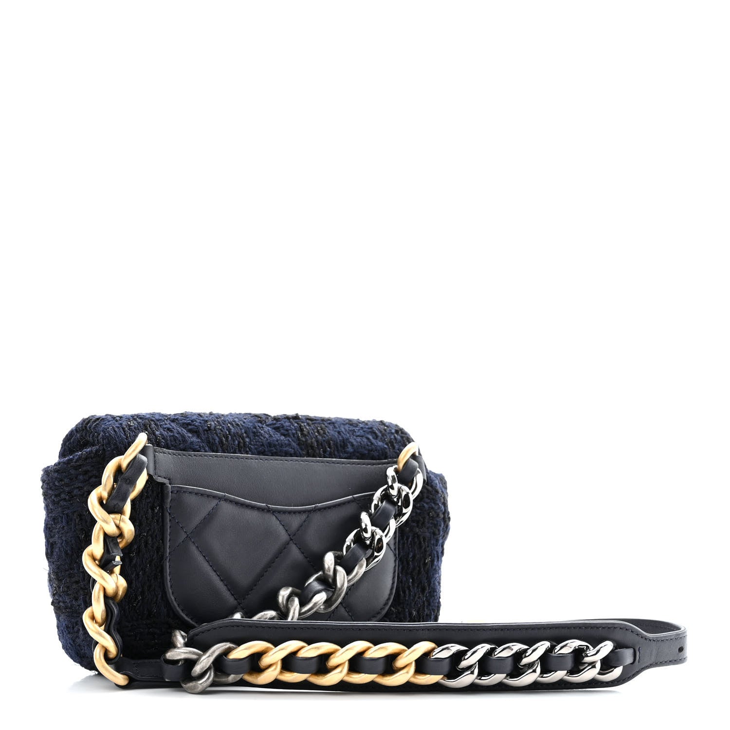Chanel Tweed Quilted Chanel 19 Waist Bag Navy 3 of 10