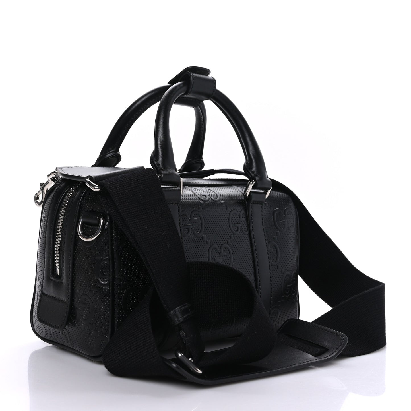 Calfskin GG Tennis Embossed Mini Duffle Bag Black