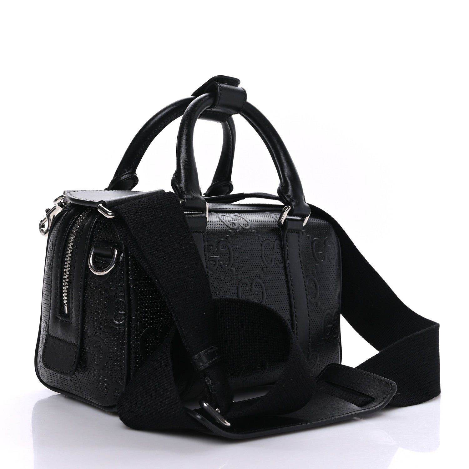 Gucci Calfskin GG Tennis Embossed Mini Duffle Bag Black 2 of 9