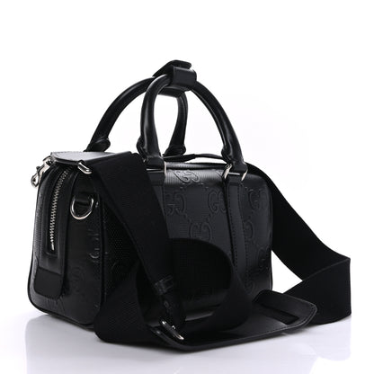 Gucci Calfskin GG Tennis Embossed Mini Duffle Bag Black 2 of 9