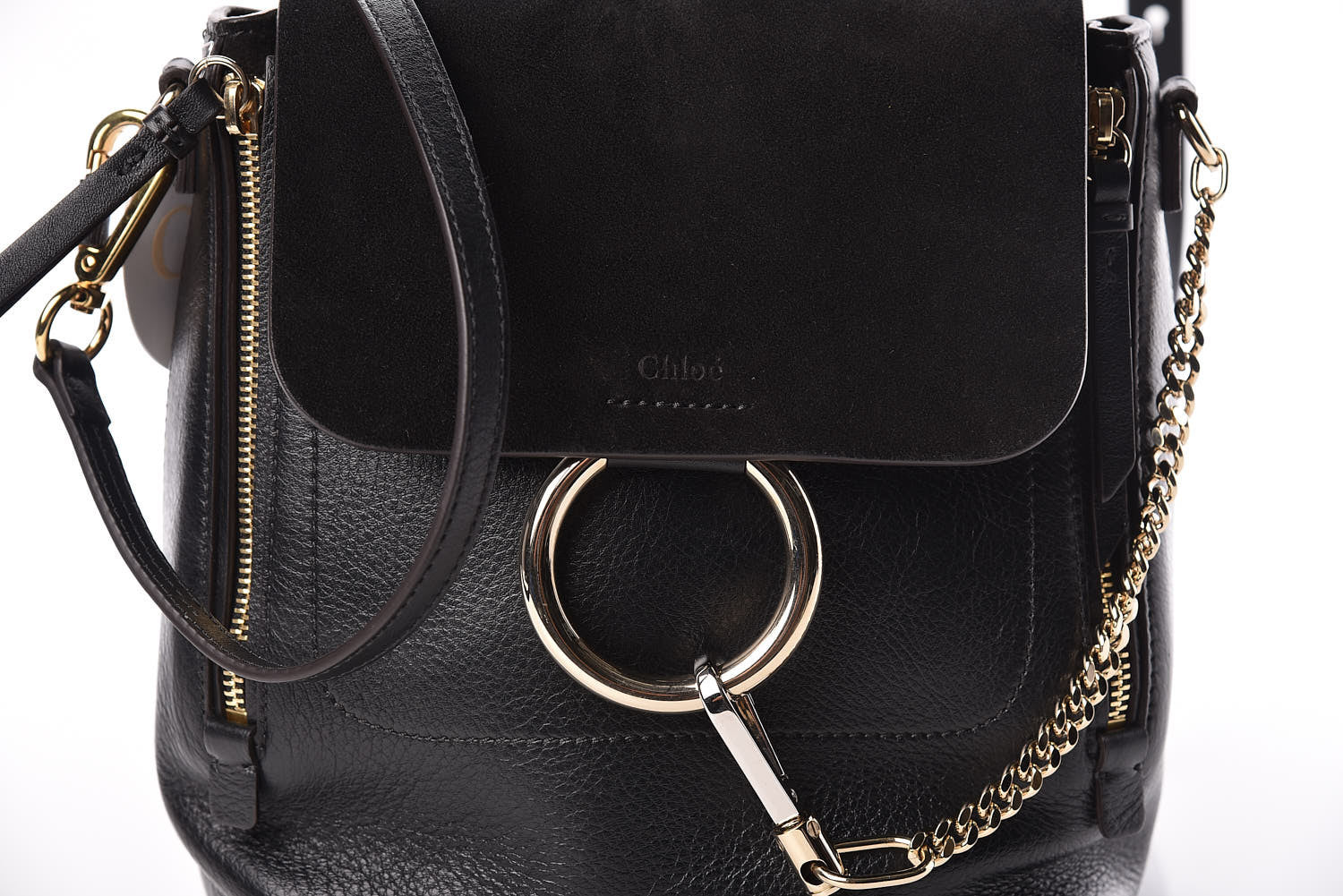 Chloe Suede Calfskin Small Faye Backpack Black 9 of 9