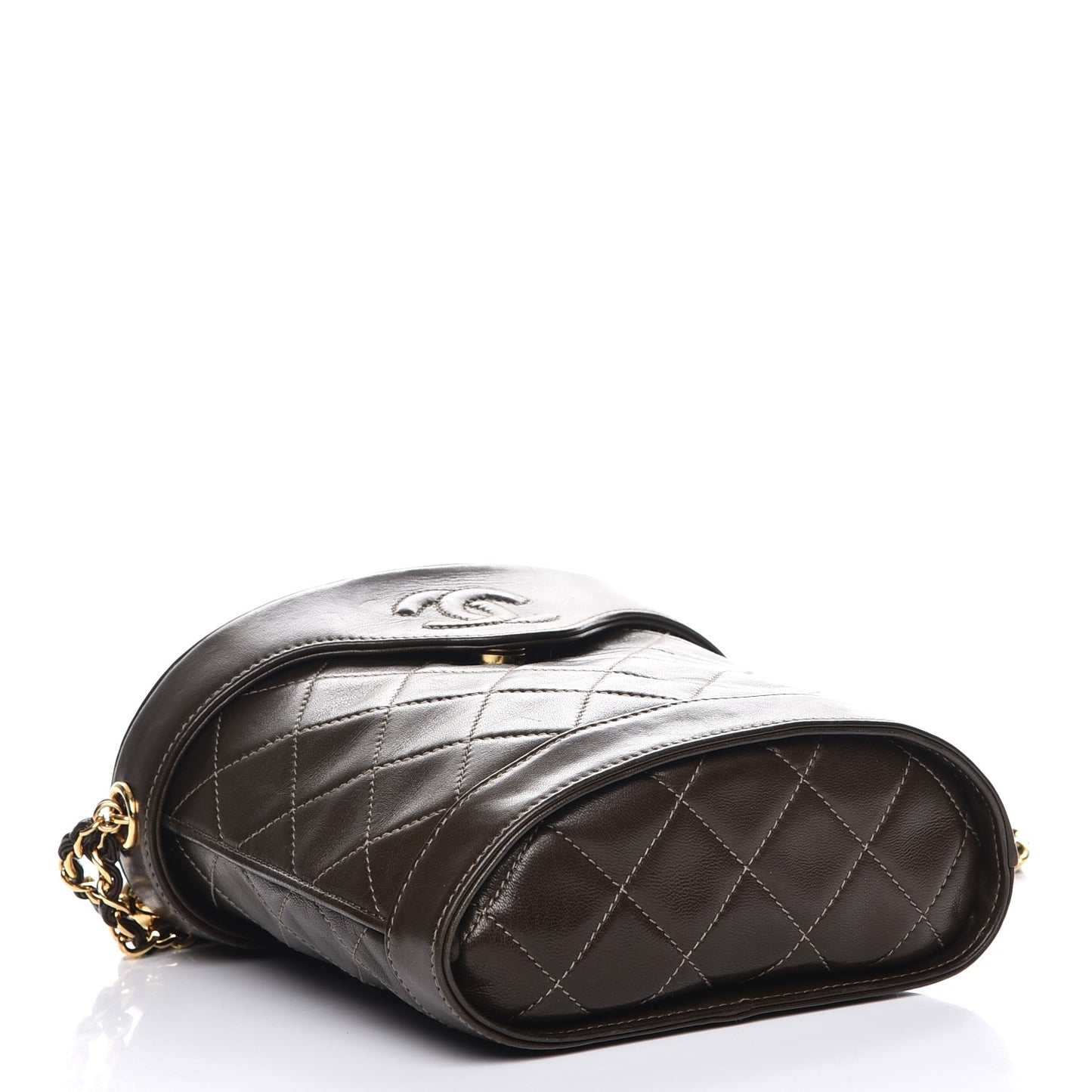 Lambskin Quilted Tassel Shoulder Bag Dark Brown