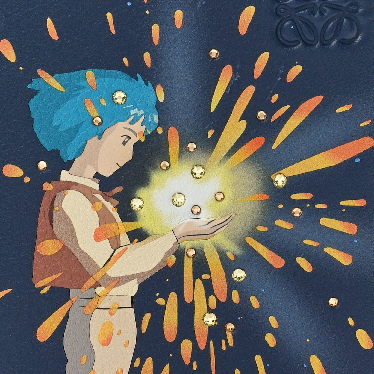 Loewe X HOWL'S MOVING CASTLE Classic Calfskin Magical Sky Compact Zip Wallet Marine 7 of 7