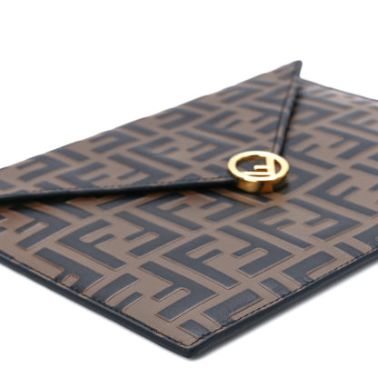 Fendi Vitello Soft F is Fendi Bi-Color FF 1974 Embossed Envelope Pouch Maya Black 12 of 13