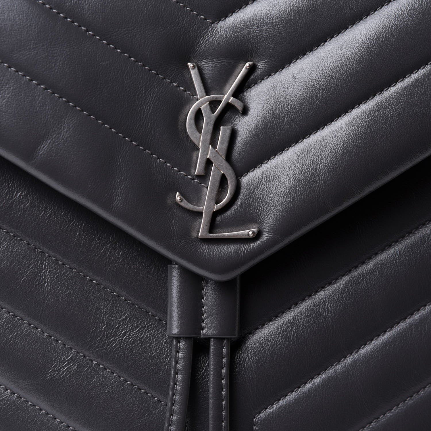 Saint Laurent Calfskin Y Quilted Monogram Medium Loulou Backpack Asphalt 11 of 11