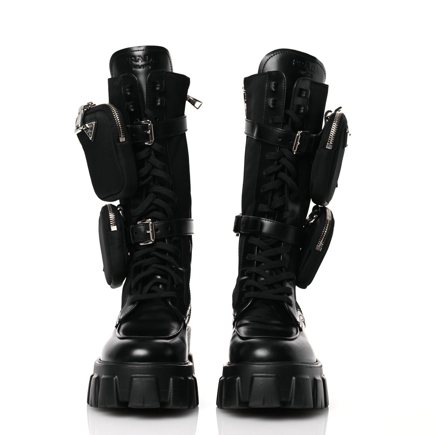 Spazzolato Rois Re-Nylon Metal Triangle Logo Monolith Pouch Pocket 55mm Tall Combat Boots 39 Black