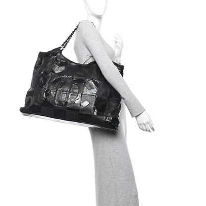 Chanel Patent Patchwork Large Brooklyn Tote Black 2 of 11