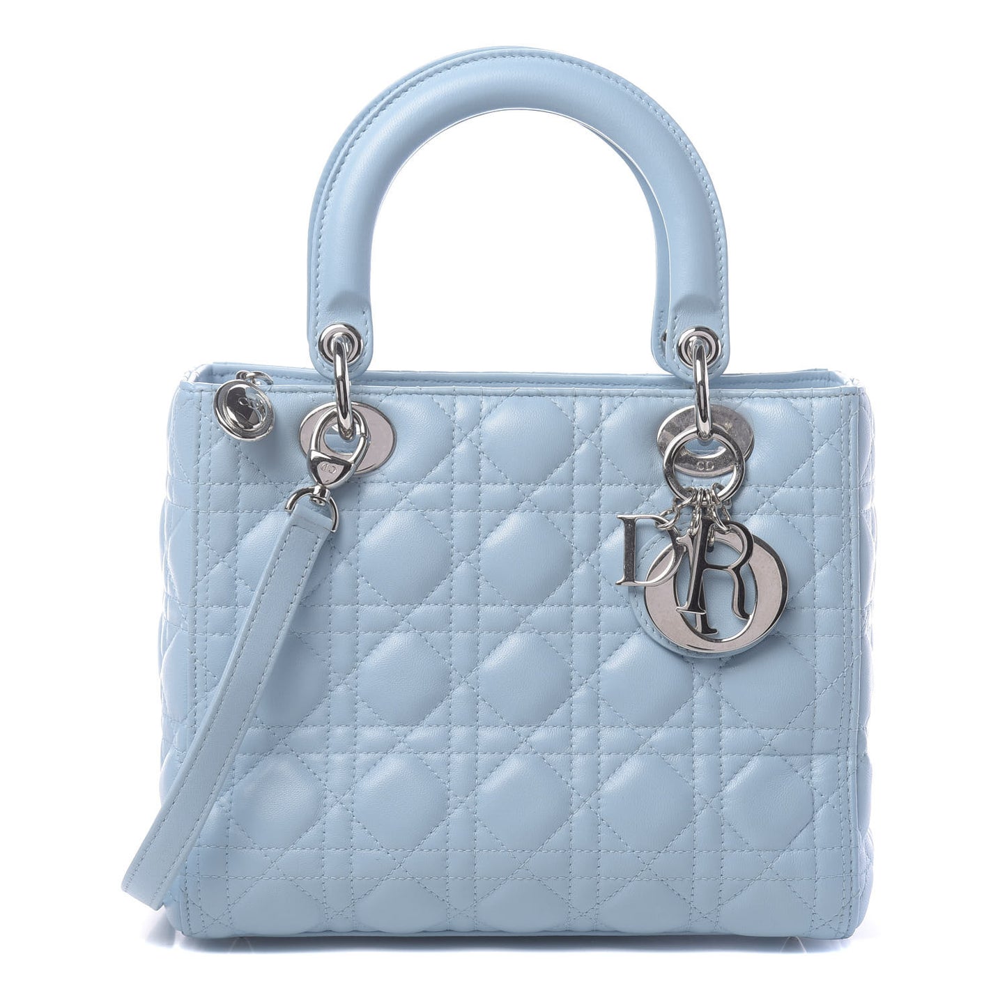 Lambskin Cannage Medium Lady Dior Light Blue