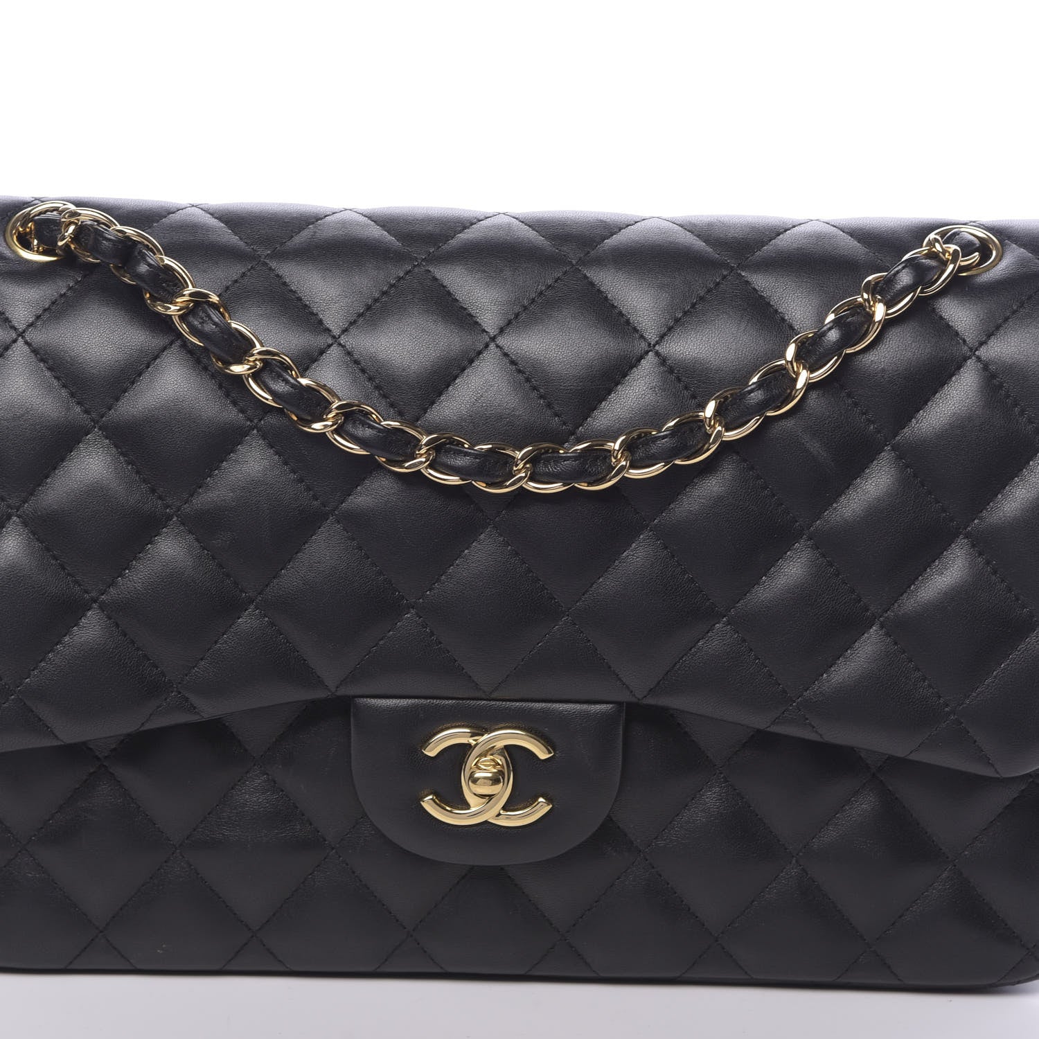 Chanel Lambskin Quilted Jumbo Double Flap Black 13 of 14