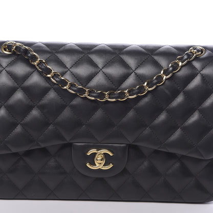 Chanel Lambskin Quilted Jumbo Double Flap Black 13 of 14