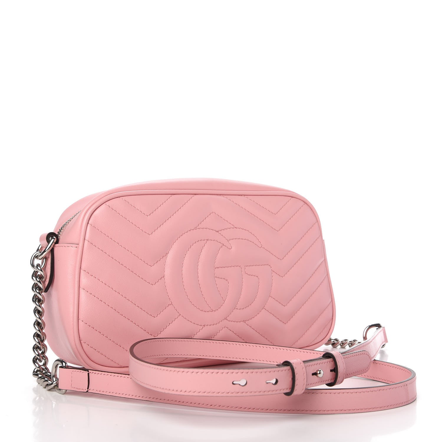 Gucci Calfskin Matelasse Small GG Marmont Chain Shoulder Bag Wild Rose 3 of 10