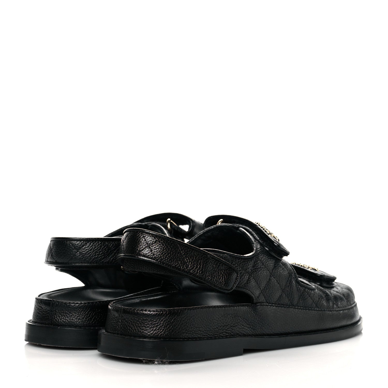 Chanel Grained Calfskin Velcro Dad Sandals 40 Black 4 of 12
