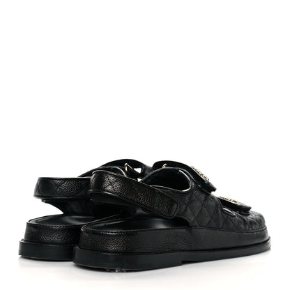 Chanel Grained Calfskin Velcro Dad Sandals 40 Black 4 of 12