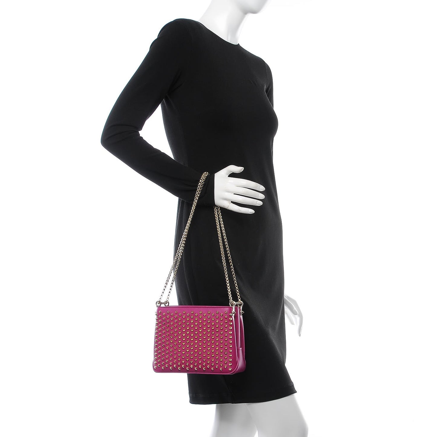 Calfskin Spiked Tribouli Crossbody Pink