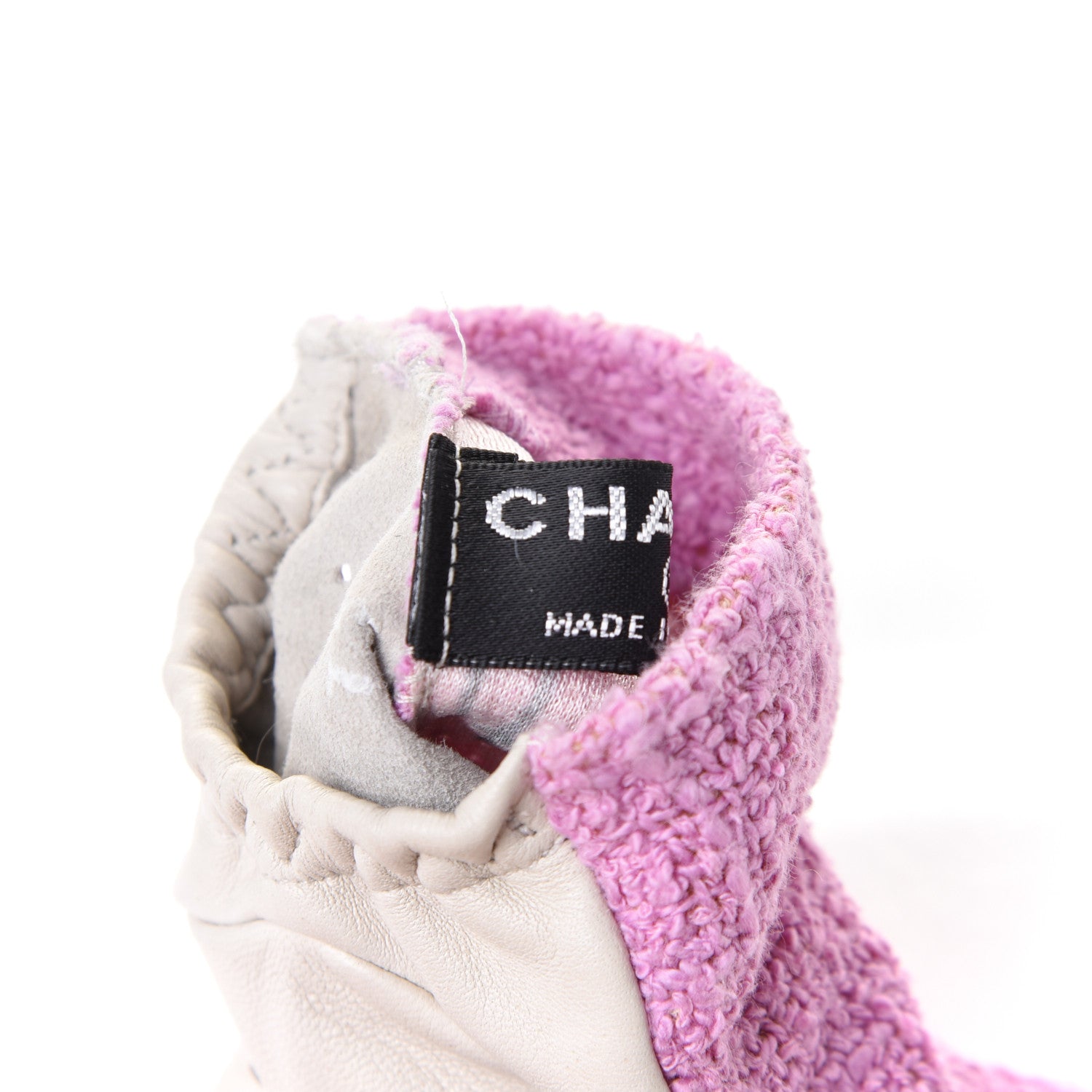 Chanel Tweed CC Fingerless Gloves 6.5 Purple 5 of 12