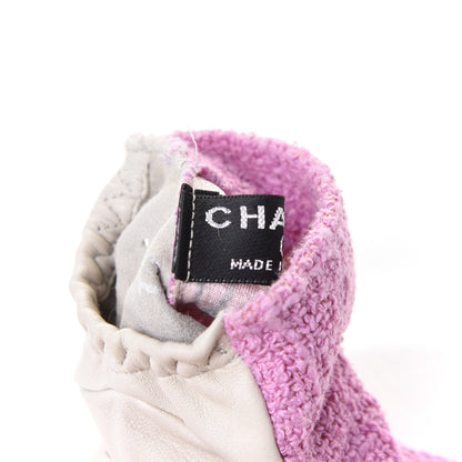 Chanel Tweed CC Fingerless Gloves 6.5 Purple 5 of 12