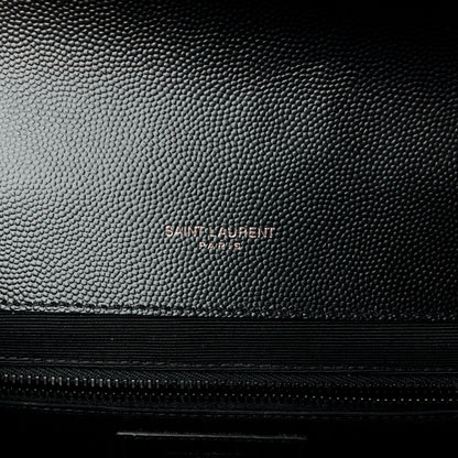 Saint Laurent Grain De Poudre Textured Mixed Matelasse Large Triquilt Monogram Monochrome Satchel Black 6 of 11