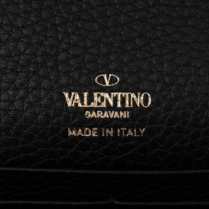 Valentino Garavani Pebbled Calfskin Rockstud Envelope Wallet on Chain Black 7 of 11