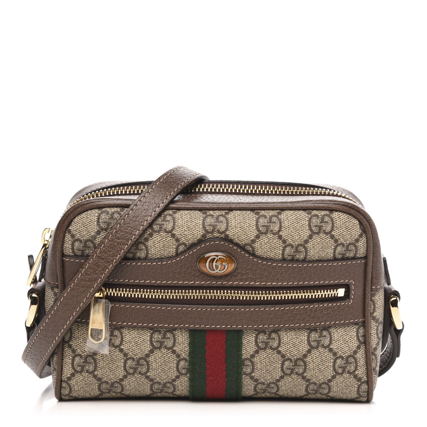GG Supreme Monogram Web Mini Ophidia Shoulder Bag Brown