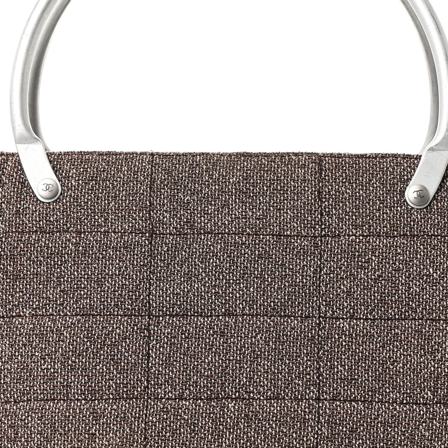 Tweed Quilted Chocolate Bar Tote Beige