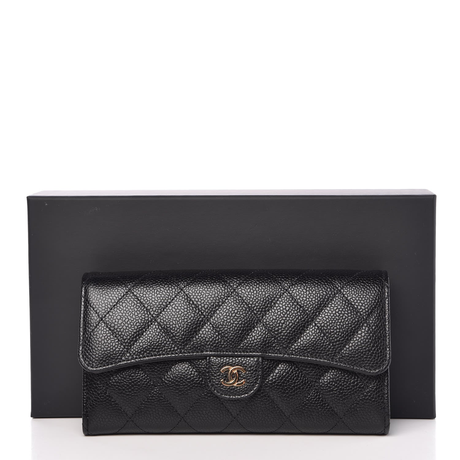 Chanel Caviar Quilted Large Gusset Flap Wallet Black 9 of 9