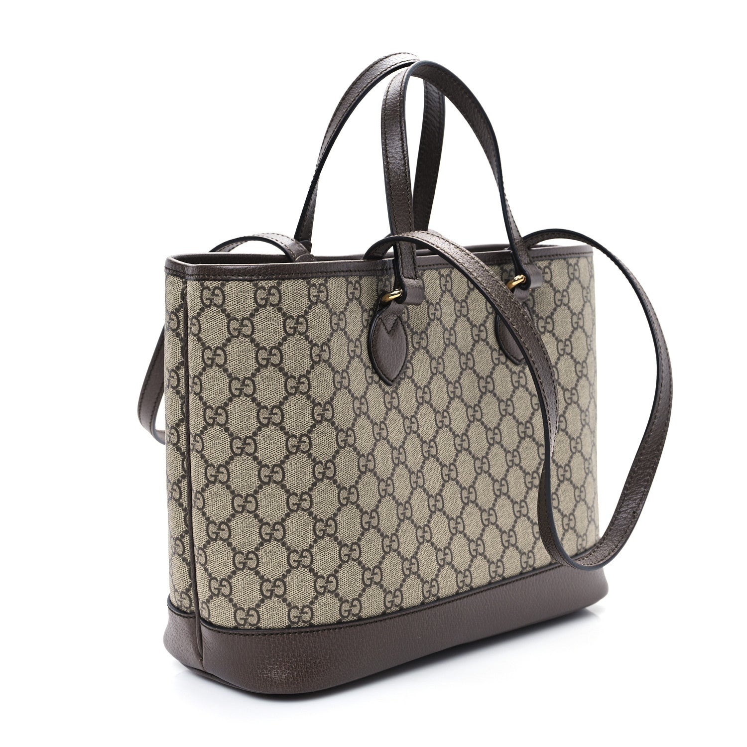 Gucci GG Supreme Monogram Textured Calfskin Small Ophidia Shoulder Tote Bag Beige Ebony New Acero 3 of 10