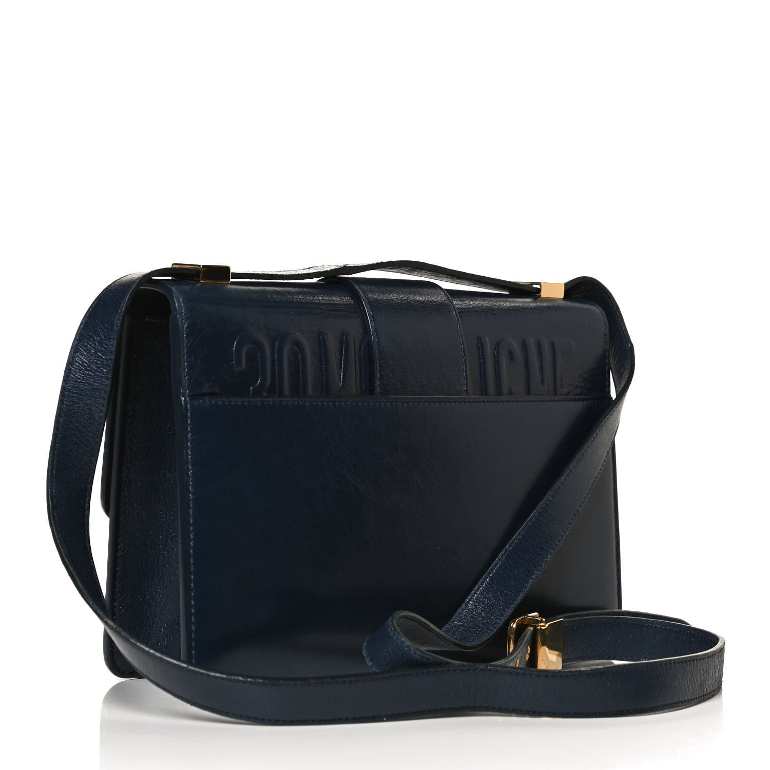 Christian Dior Shiny Crinkled Lambskin 30 Montaigne Flap Bag Indigo 2 of 12