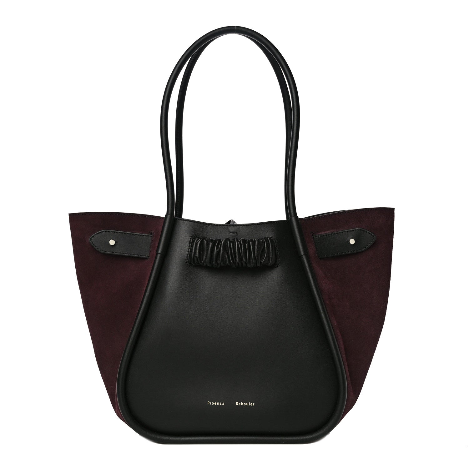 Proenza Schouler Calfskin Ruched Tote Black Chocolate Plum 1 of 10