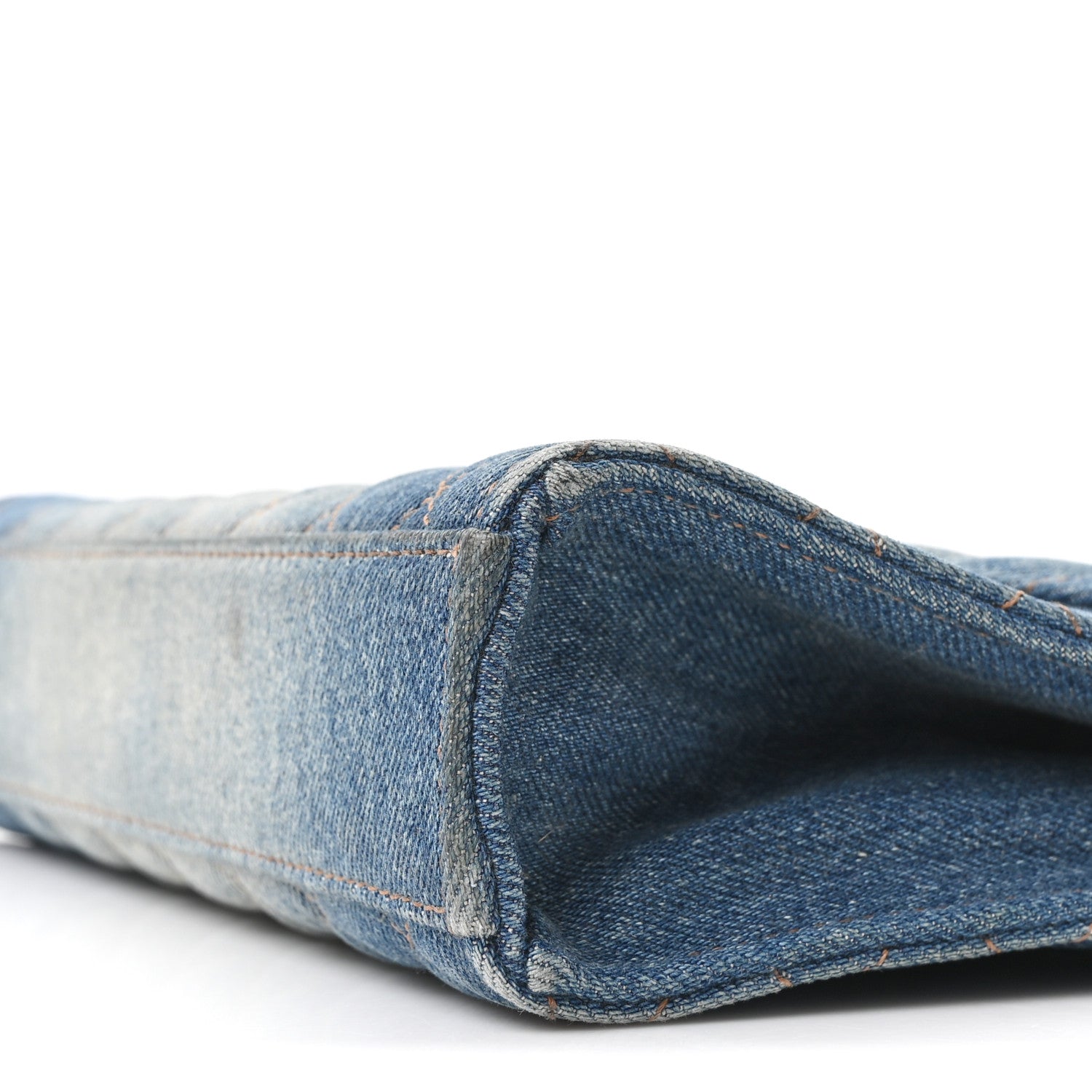 Saint Laurent Denim Mixed Matelasse Triquilt Medium Monogram Envelope Satchel Blue 9 of 9