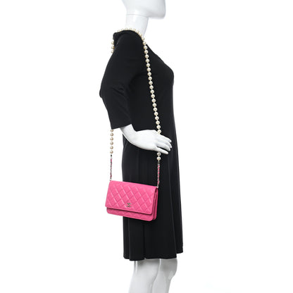 Chanel Lambskin Quilted Pearl Wallet On Chain WOC Pink 3 of 11