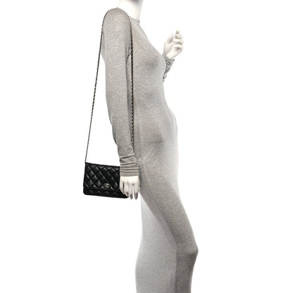 Chanel Lambskin Quilted Wallet On Chain WOC Black 2 of 16